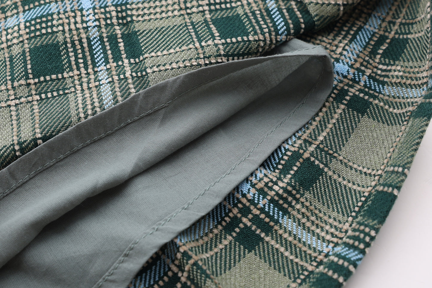 Green plaid pleated skirt