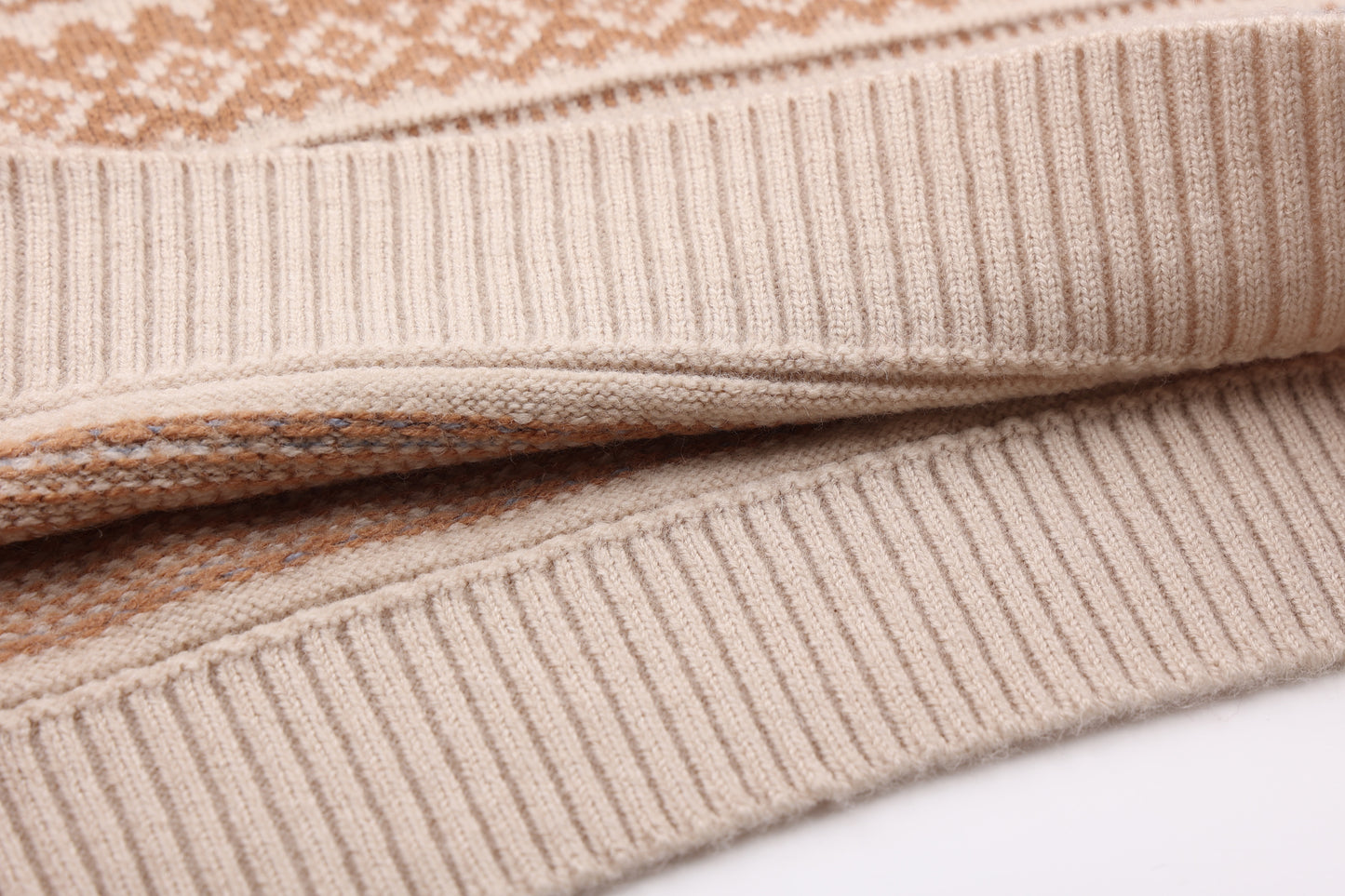 Beige Patterned Knitted Sweater