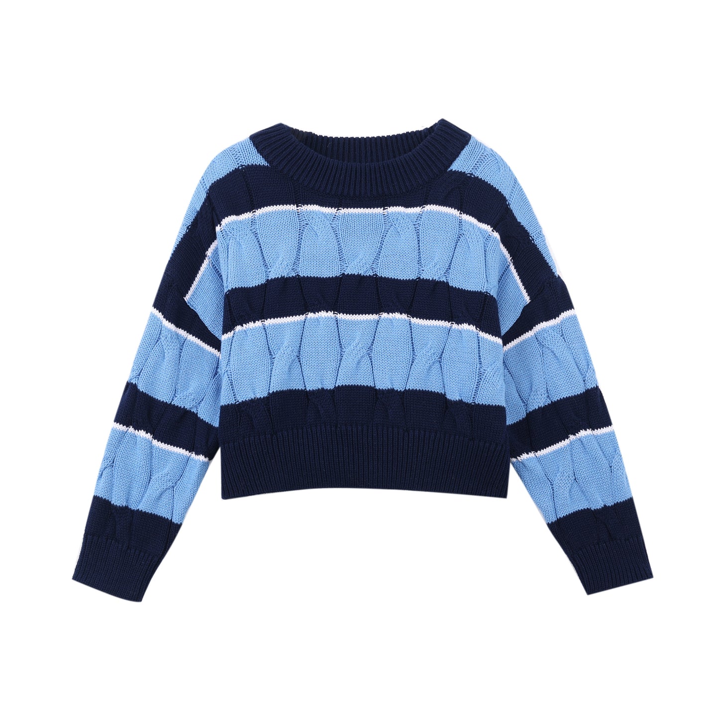 Blue & Black Plaid Knitted Sweater