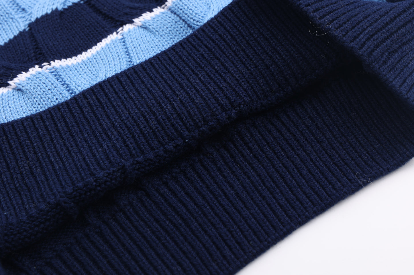 Blue & Black Plaid Knitted Sweater