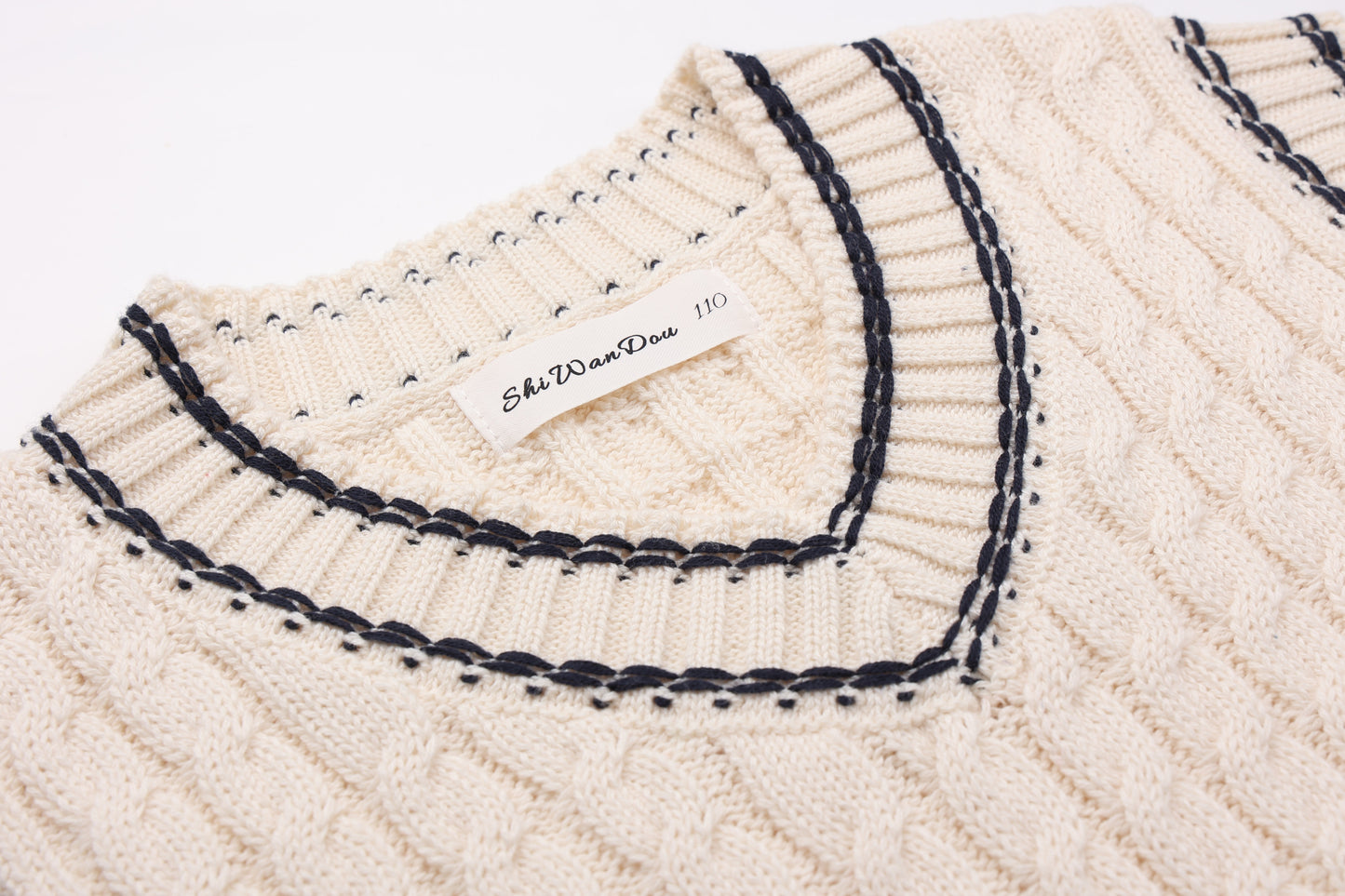 Beige Knitted V Neck Vest
