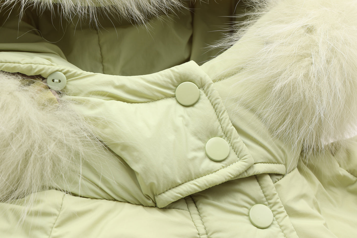 Green Fleece Hooded Long Down Jacket