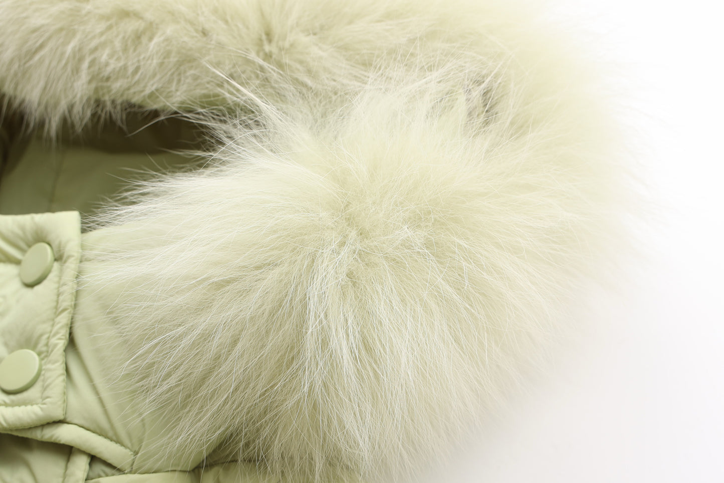 Green Fleece Hooded Long Down Jacket