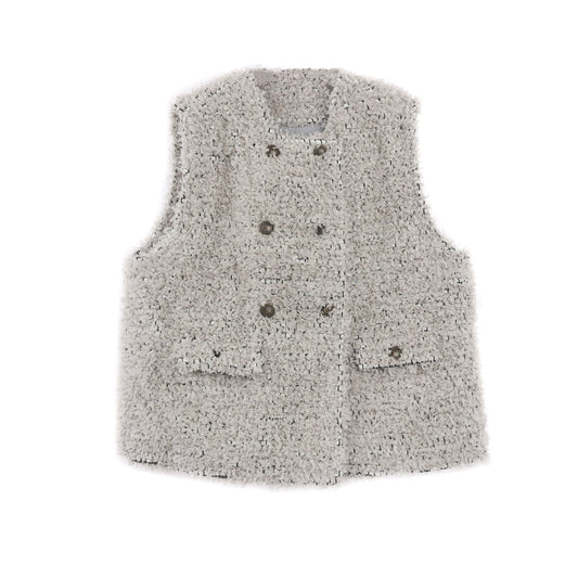 Grey Fleece Button Vest