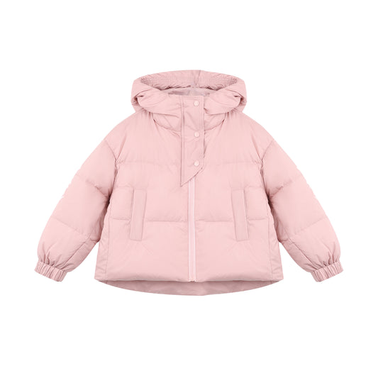 Pink Hooded Zip Down Jacket