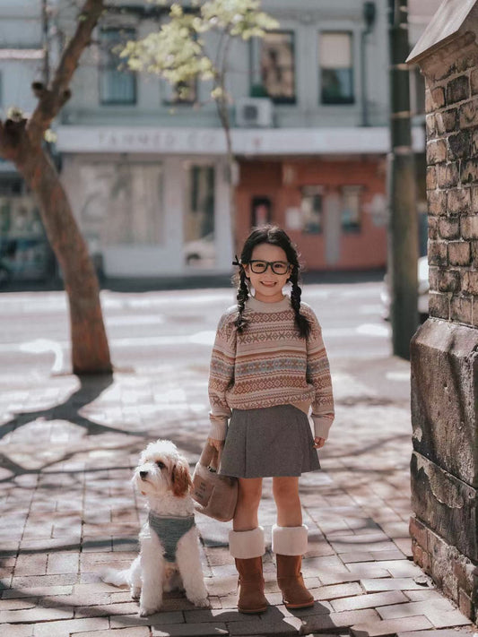 Beige Patterned Knitted Sweater