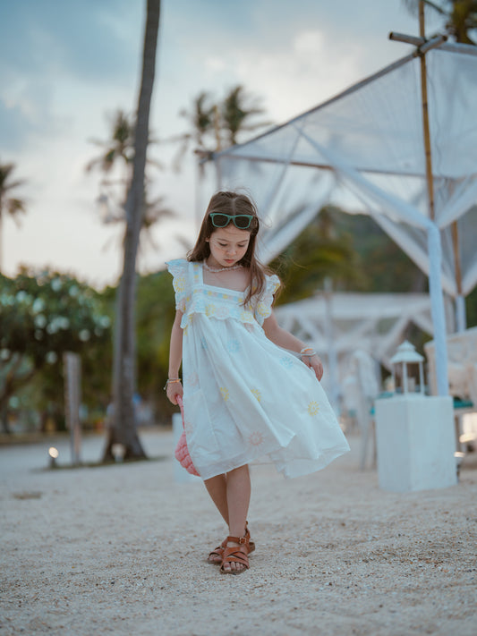 Floral  Flutter Embroidered Dress
